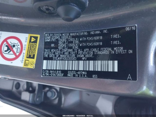 2016 TOYOTA HIGHLANDER 5TDJKRFH3GS305063 Photo 8