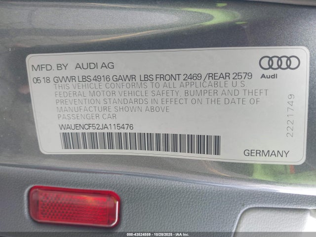 2018 AUDI A5 WAUENCF52JA115476 Photo 8