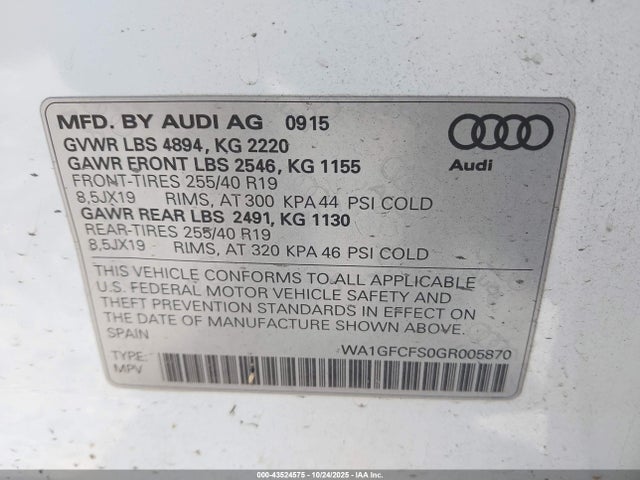 2016 AUDI Q3 WA1GFCFS0GR005870 Photo 8