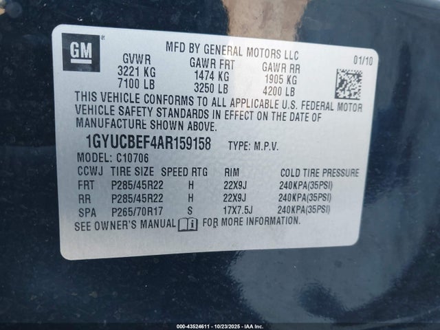 2010 CADILLAC ESCALADE 1GYUCBEF4AR159158 Photo 8