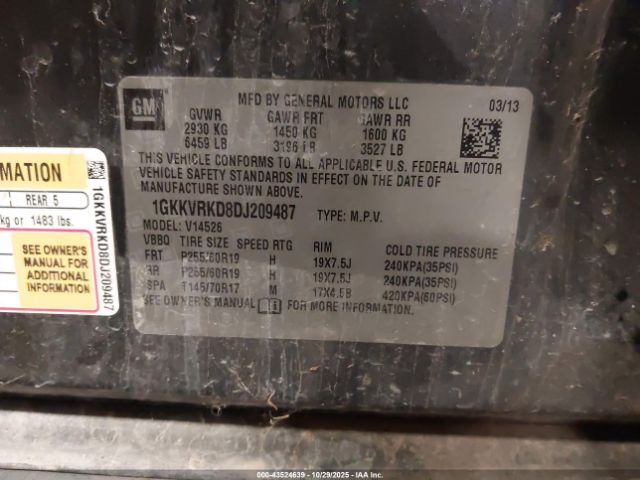 2013 GMC ACADIA 1GKKVRKD8DJ209487 Photo 8