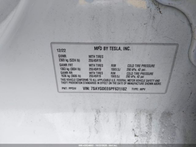 2023 TESLA MODEL Y 7SAYGDEE6PF631182 Photo 8