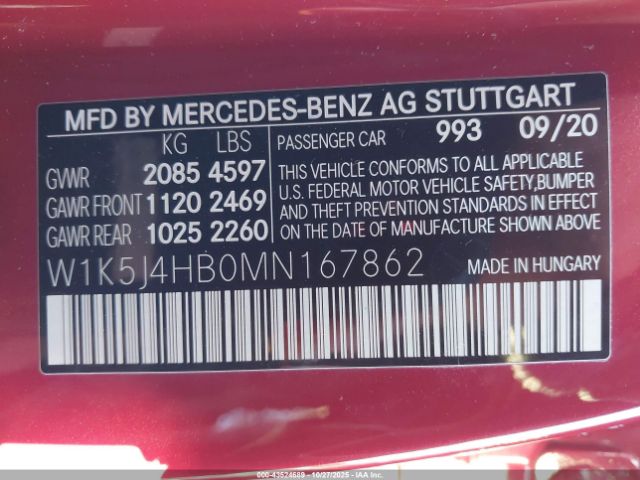 2021 MERCEDES-BENZ CLA 250 W1K5J4HB0MN167862 Photo 8