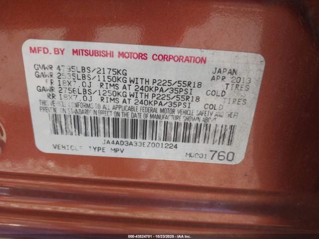 2014 MITSUBISHI OUTLANDER JA4AD3A33EZ001224 Photo 8