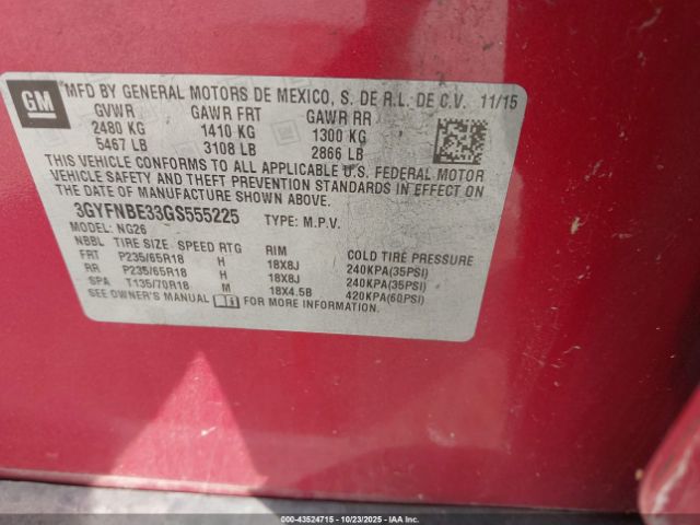 2016 CADILLAC SRX 3GYFNBE33GS555225 Photo 8