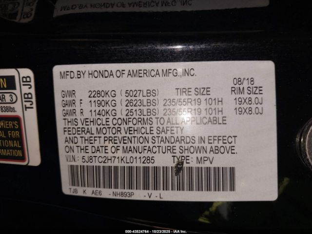 2019 ACURA RDX 5J8TC2H71KL011285 Photo 8