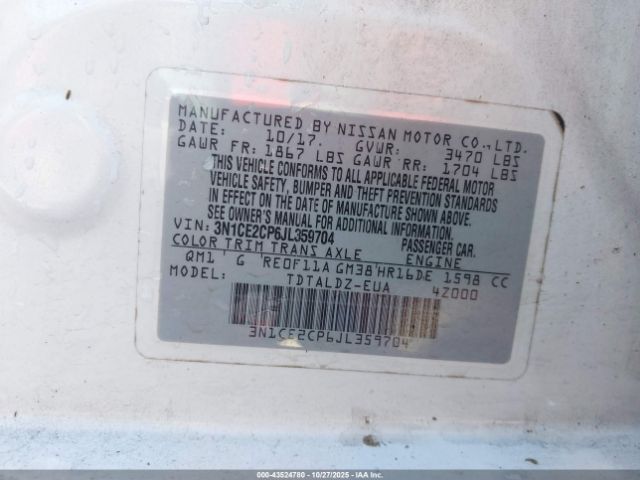 2018 NISSAN VERSA NOTE 3N1CE2CP6JL359704 Photo 8