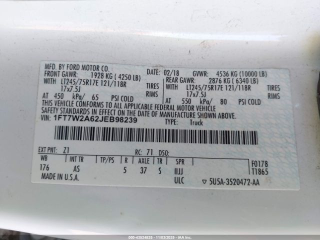 2018 FORD F-250 1FT7W2A62JEB98239 Photo 8