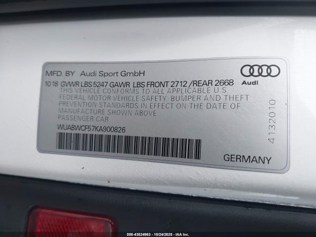 2019 AUDI RS 5 SPORTBACK WUABWCF57KA900826 Photo 8