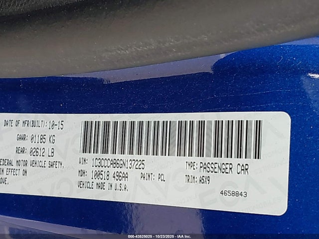 Продажа на аукционе авто 2016 Chrysler 200 Limited, vin: 1C3CCCAB6GN137225, номер лота: 43525025