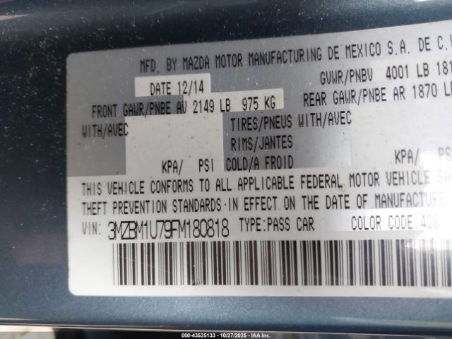 2015 MAZDA MAZDA3 3MZBM1U79FM180818 Photo 8