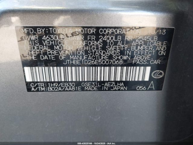 2014 LEXUS IS 350 JTHBE1D26E5007068 Photo 8