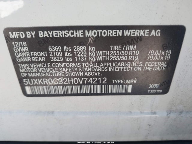 5UXKR0C32H0V74212 BMW X5 Xdrive35i