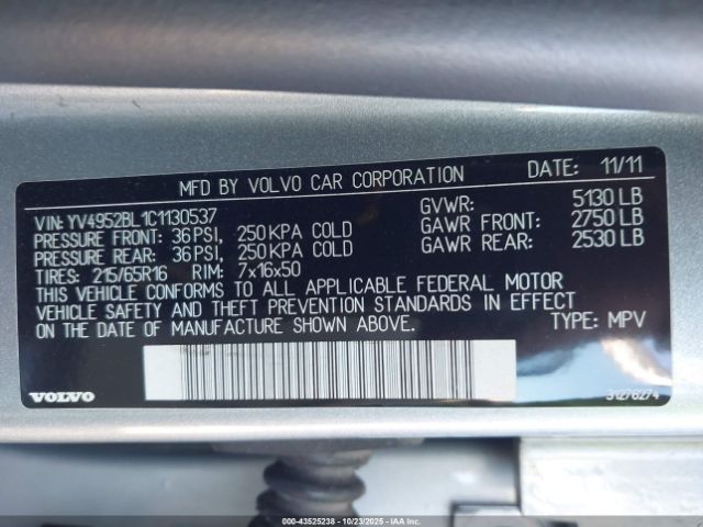 2012 VOLVO XC70 YV4952BL1C1130537 Photo 8