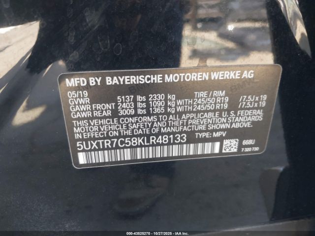2019 BMW X3 5UXTR7C58KLR48133 Photo 8