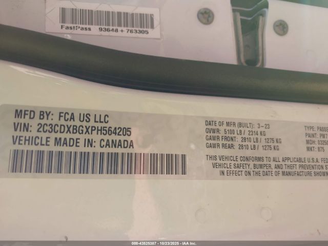 2023 DODGE CHARGER 2C3CDXBGXPH564205 Photo 8