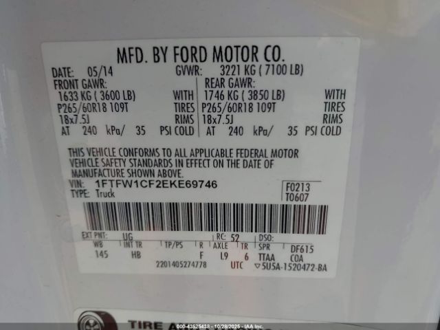 2014 FORD F-150 1FTFW1CF2EKE69746 Photo 8