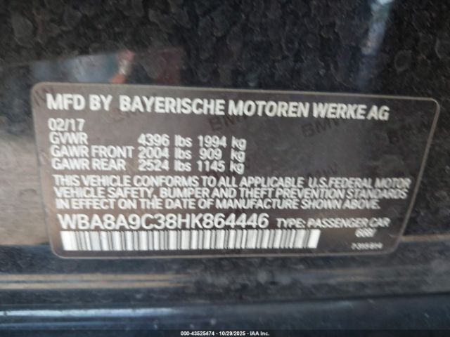 2017 BMW 320I WBA8A9C38HK864446 Photo 8