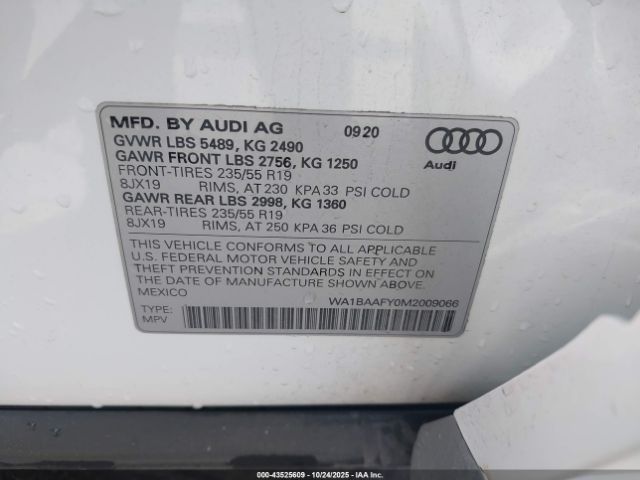 2021 AUDI Q5 WA1BAAFY0M2009066 Photo 8
