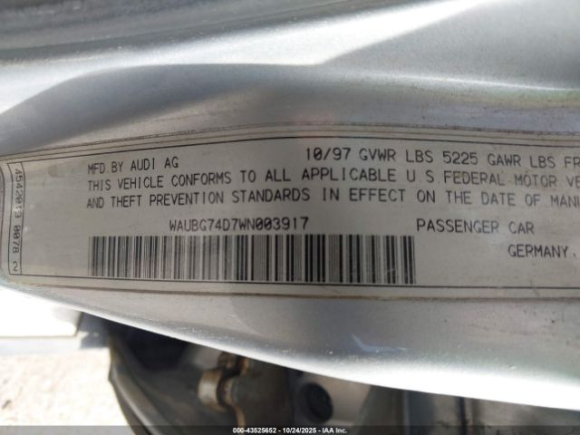 1998 AUDI A8 WAUBG74D7WN003917 Photo 8