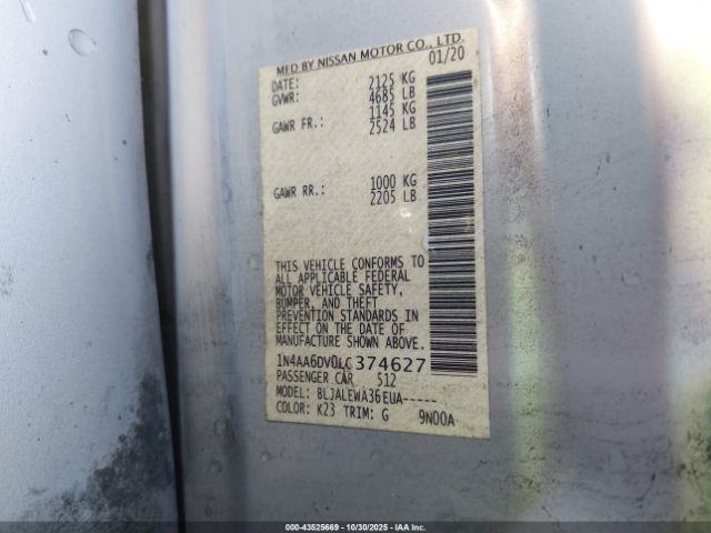 2020 NISSAN MAXIMA 1N4AA6DV0LC374627 Photo 8