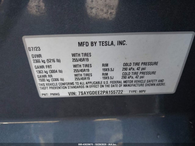2023 TESLA MODEL Y 7SAYGDEE2PA155722 Photo 8