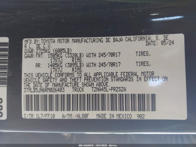 Toyota Tacoma Sr5 2024 3TMLB5JN6RM026403 Image 9
