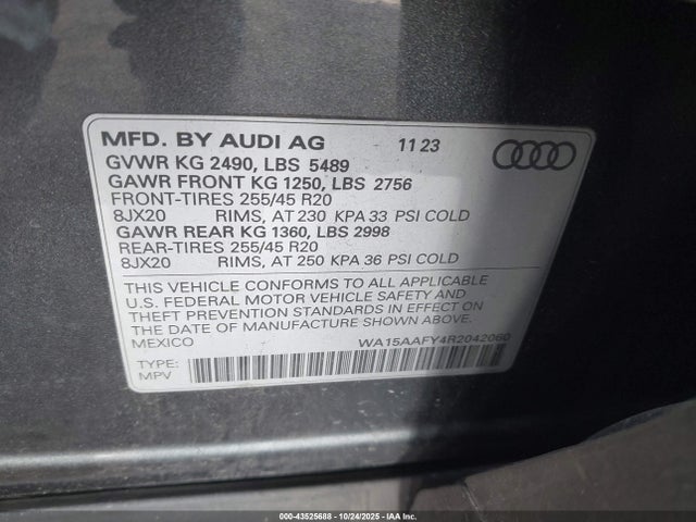 2024 AUDI Q5 SPORTBACK WA15AAFY4R2042060 Photo 8