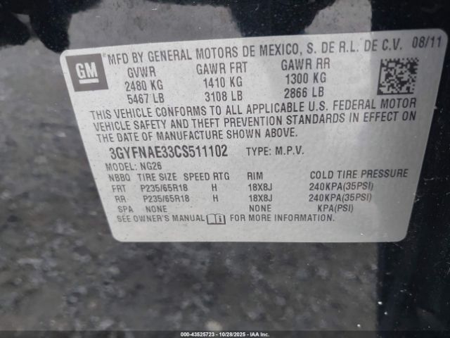 2012 CADILLAC SRX 3GYFNAE33CS511102 Photo 8