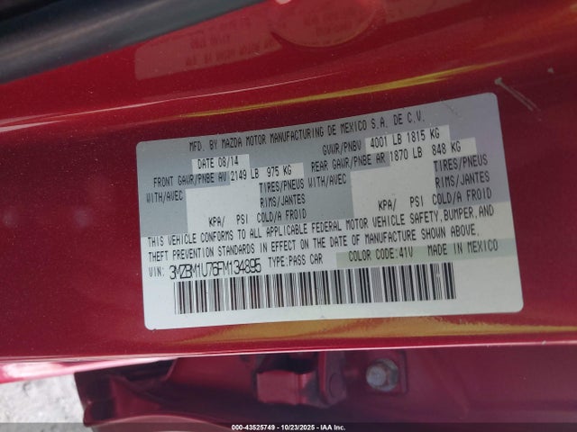 Продажа на аукционе авто 2015 Mazda Mazda3 I Sport, vin: 3MZBM1U76FM134895, номер лота: 43525749