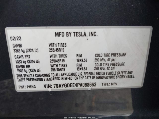 2023 TESLA MODEL Y 7SAYGDEE4PA068663 Photo 8