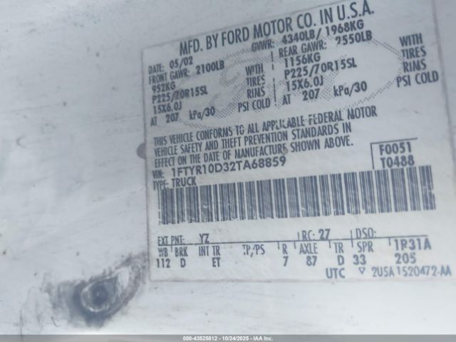 2002 FORD RANGER 1FTYR10D32TA68859 Photo 8