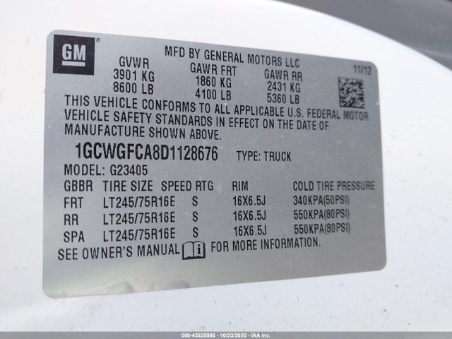 2013 CHEVROLET EXPRESS 2500 1GCWGFCA8D1128676 Photo 8