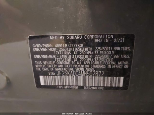 2021 SUBARU FORESTER JF2SKADC4MH502872 Photo 8