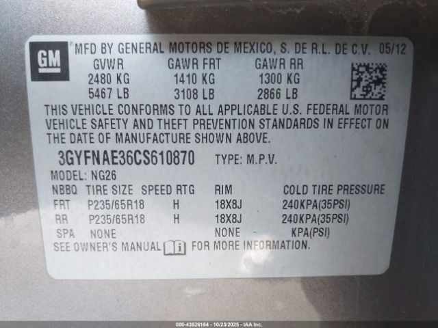 2012 CADILLAC SRX 3GYFNAE36CS610870 Photo 8