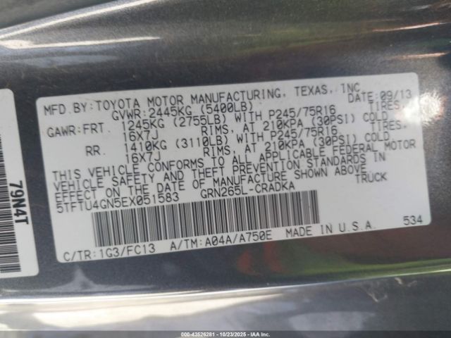 2014 TOYOTA TACOMA 5TFTU4GN5EX051583 Photo 8