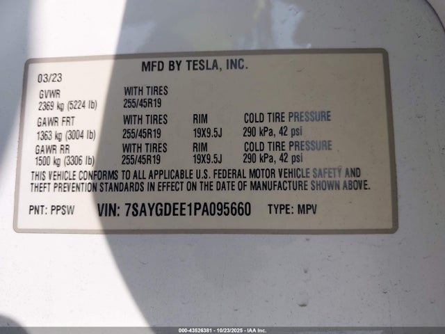 2023 TESLA MODEL Y 7SAYGDEE1PA095660 Photo 8