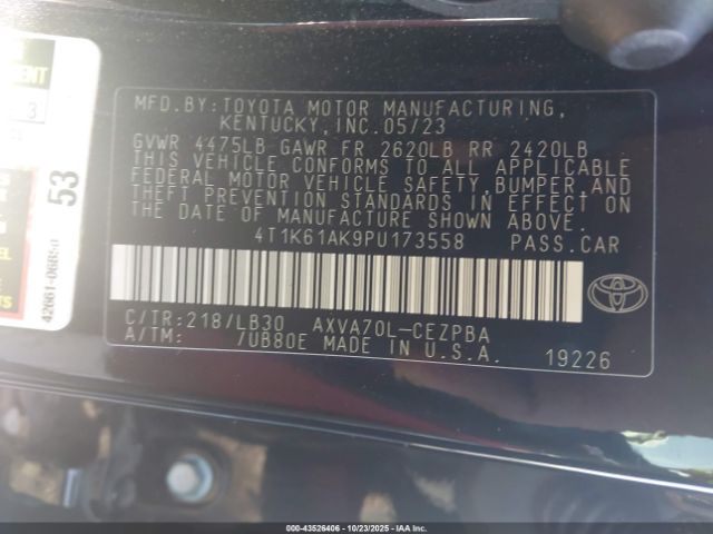 2023 TOYOTA CAMRY 4T1K61AK9PU173558 Photo 8