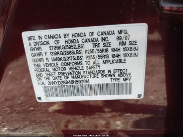 2008 ACURA MDX 2HNYD28848H502914 Photo 8