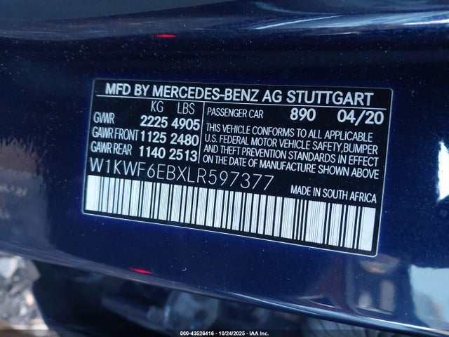 2020 MERCEDES-BENZ AMG C 43 W1KWF6EBXLR597377 Photo 8