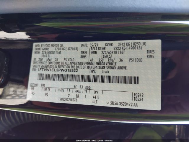 2023 FORD F-150 LIGHTNING 1FTVW1EL5PWG18922 Photo 8