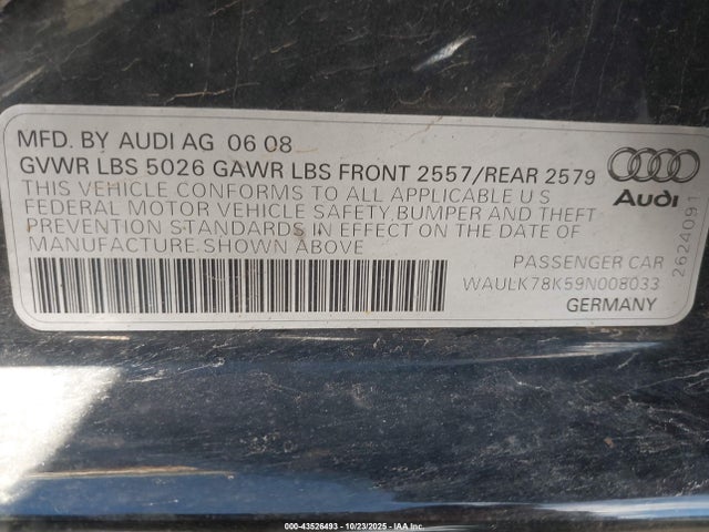 2009 AUDI A4 WAULK78K59N008033 Photo 8