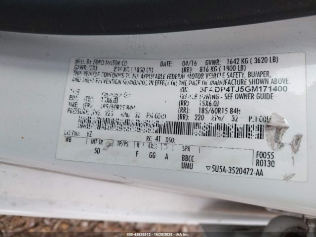 2016 FORD FIESTA 3FADP4TJ5GM171400 Photo 8