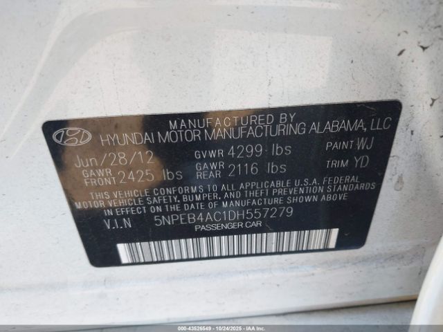 2013 HYUNDAI SONATA 5NPEB4AC1DH557279 Photo 8