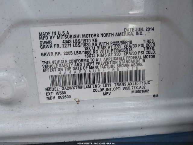 2015 MITSUBISHI OUTLANDER SPORT 4A4AP3AU9FE001218 Photo 8