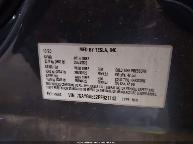 2023 TESLA MODEL Y 7SAYGAEE2PF921143 Photo 8