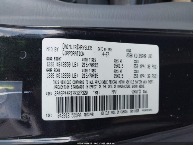 2007 CHRYSLER TOWN & COUNTRY 2A4GP44R17R327320 Photo 8