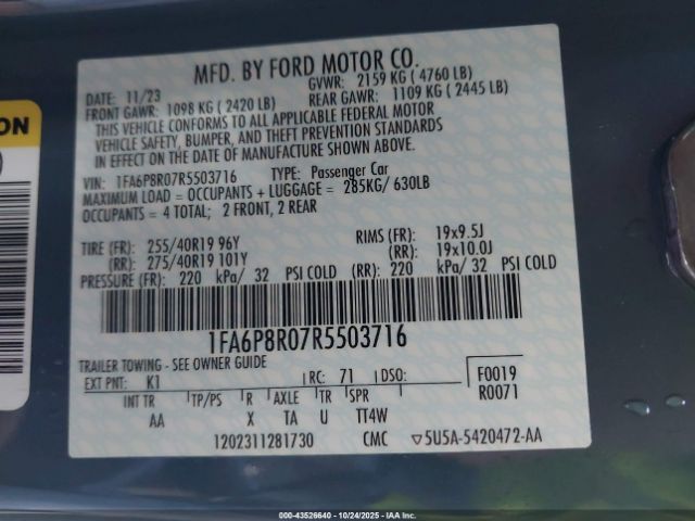 2024 FORD MUSTANG 1FA6P8R07R5503716 Photo 8