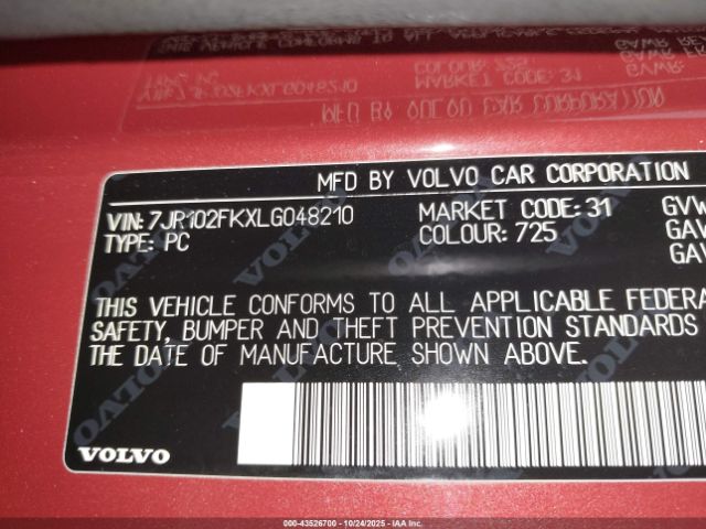 2020 VOLVO S60 7JR102FKXLG048210 Photo 8