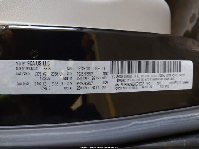 Dodge Grand Caravan Sxt 2016 2C4RDGCG3GR373272 Image 9